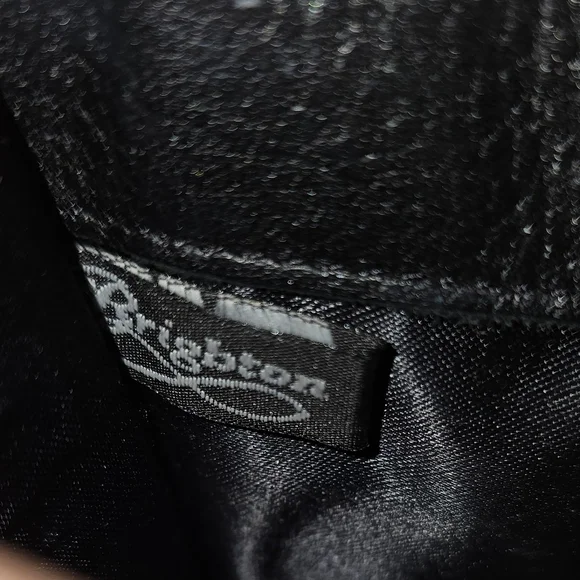 Brighton Pebbled black & Brown Croc Embossed Leather Travel Crossbody EUC - Picture 3 of 16